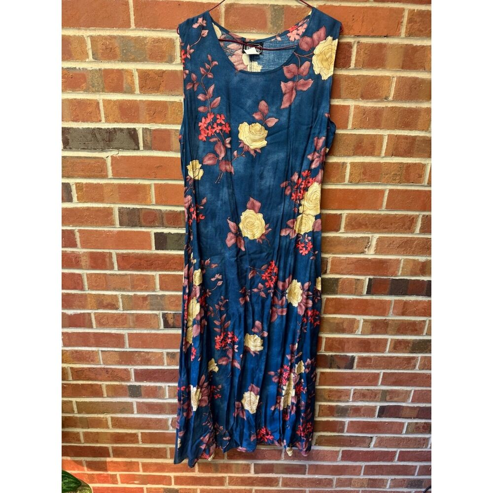 Rolling Over Floral Rayon Midi Dress Size L